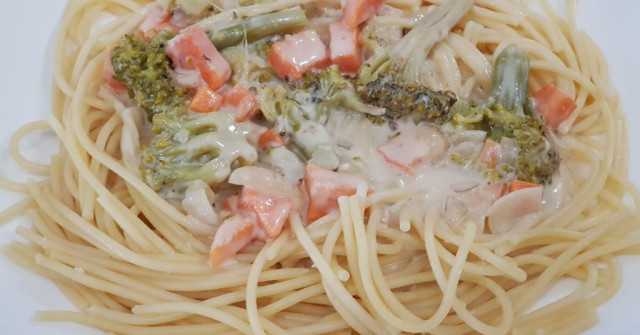 פסטה ברוטב שמנת, ברוקולי ובטטה