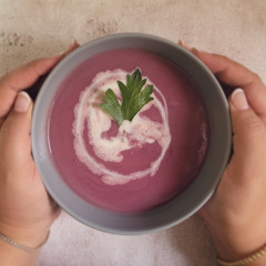 מרק בטטה סגול (ניתן להכין מצבע אחד או יותר של בטטה )